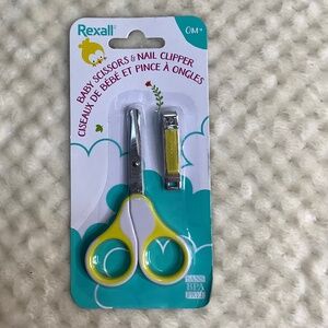 Rexall Baby Scissors and Nail Clippers Set New In Package Yellow and White 👶🏼